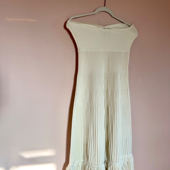 NWOT | Express Ribbed Halter Neck Fringe Midi Sweater Dress - Picture 3 of 4